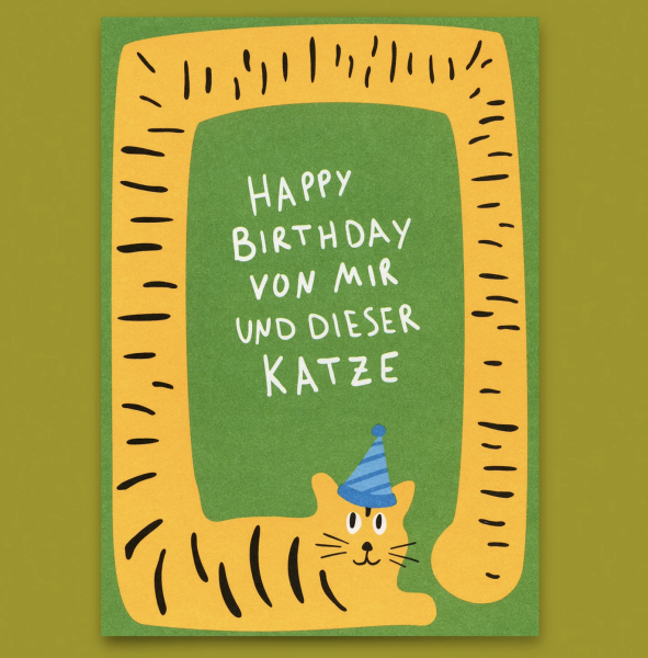 Postkarte Happy Birthday Katze - Deli Cards