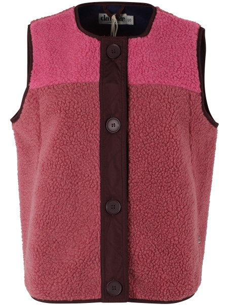 Fleeceweste Daneteckel Berry Compote/Light Beige/Dark Navy