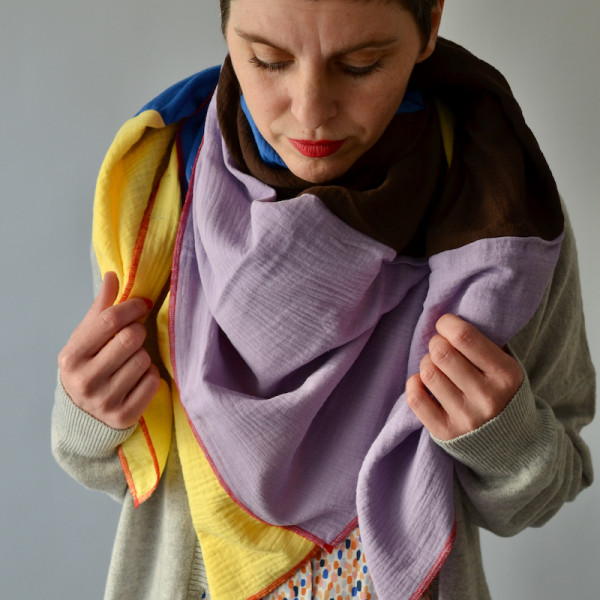 Rasmussons Halstuch groß yellow/kobalt/lilac/brown