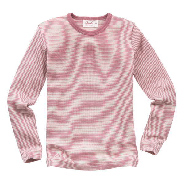 People Wear Organic Langarmshirt Wolle-Seide rosa geringelt