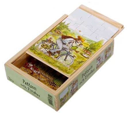 Holzpuzzle Pettersson und Findus 4er Set Fahrradtour