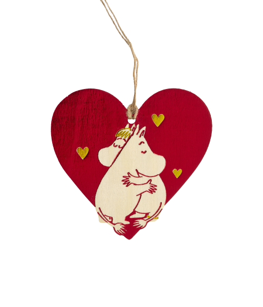 Weihnachtsanhänger Holz Mumin & Snorkfräulein Herz