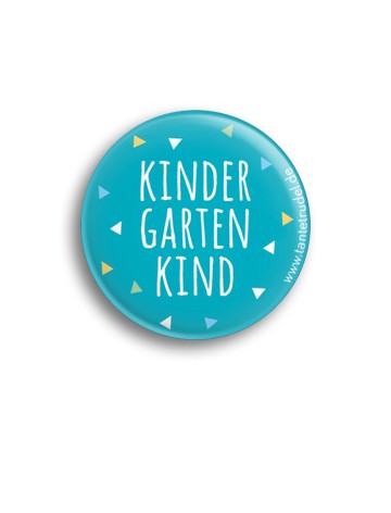 Tante Trudel Button Kindergartenkind blau