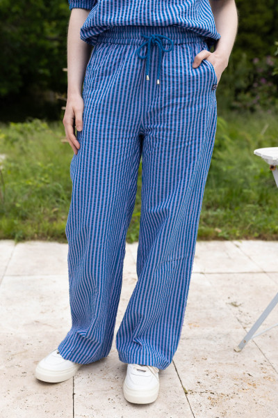 Hose Seersucker Danenynne Blue/Light Lilac