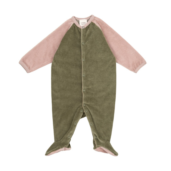 Strampler 'Velour Green/Blush'- organic