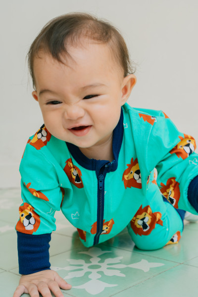 Langarmstrampler Zipper 'Lion' - Maxomorra