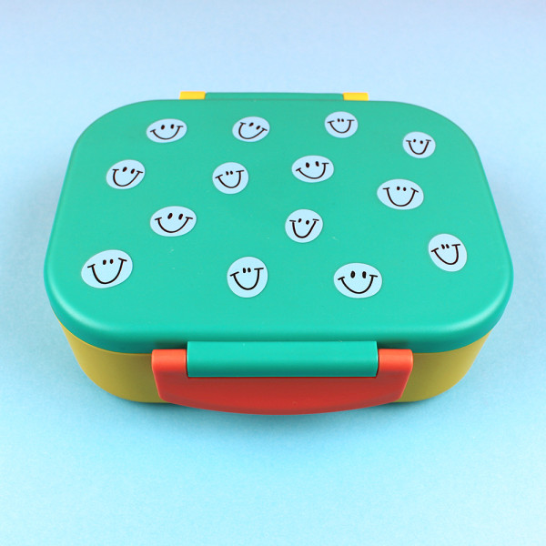 Ava & Yves Lunchbox mit Unterteilung Smile, gelb grün hellblau