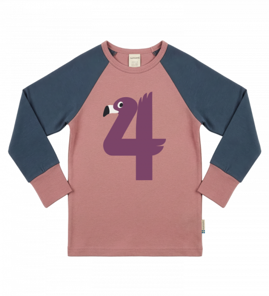 Langarmshirt Geburtstag 4 Flamingo - Maxomorra