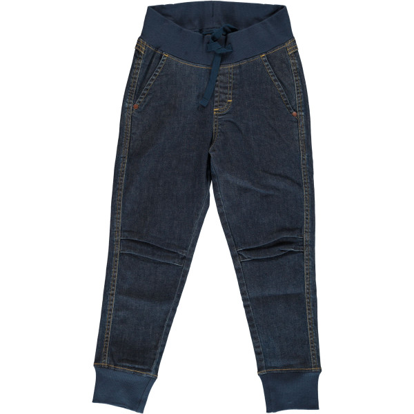 Maxomorra Pants Denim Jogger Medium Dark Wash