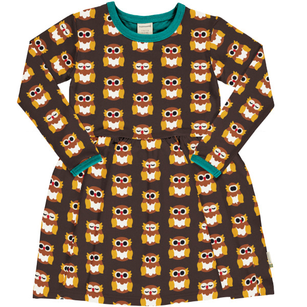 Langarmkleid Spin Owl braun - Maxomorra