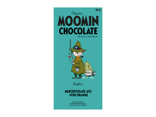 Mumin-Schokolade Schnupferich - Vollmilchschokolade mit Orangen 70g - bio