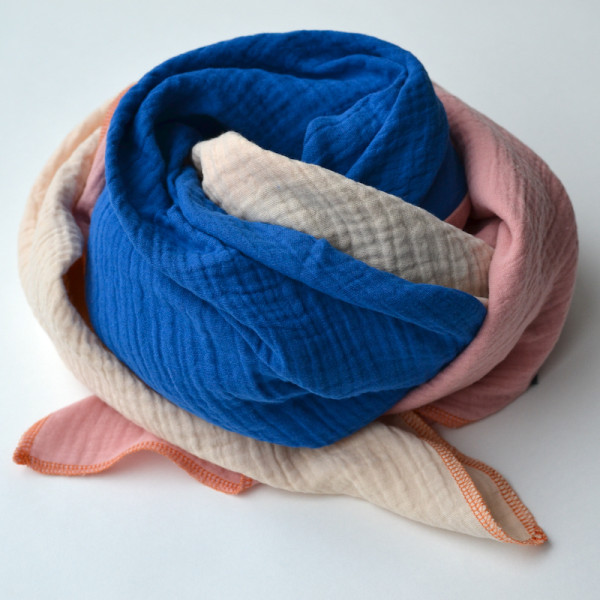 Rasmussons Halstuch groß rosé/ecru/cobalt