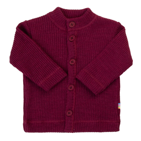 Cardigan Merinowolle Weinrot Melange